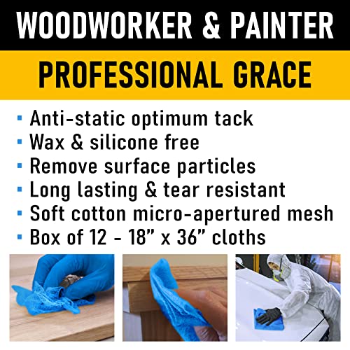 Eshazu Tack Cloth (Box Of 12) Tack Rags For Woodworking And Painters Made With 100% Cotton Removes Dust, Sanding Particles, Cleans Surfaces #TOP4