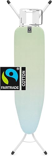 Brabantia Tabla de planchar pequeña compacta tamaño A (43 x 12 pulgadas), 7 opciones de altura, soporte ajustable para plancha de vapor (mar