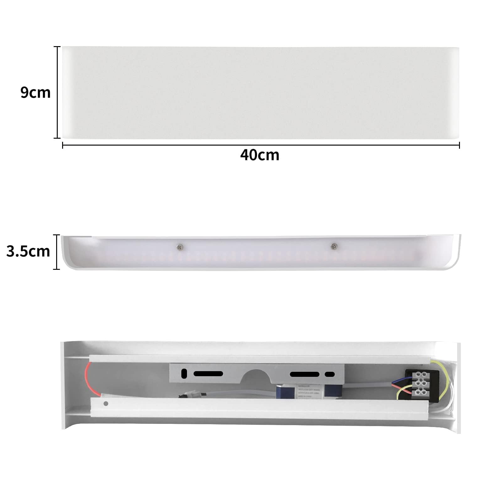 Lureshine Applique Murale Interieur 16W 40CM Haut et Bas Luminaires Intérieur Aluminium Décorer/Moderne Applique Murale Blanc Chaud 3000k Appliques Convient pour Salon|Chambre|Couloir（Blanc）