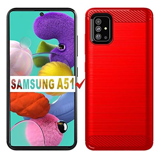 Samsung A51 Case, Samsung Galaxy A51 Case, HNHYGETE Soft TPU Slim Pretty Durable and Nice Looking Rubber Anti-Fingerprint Full Protective Phone Cases for Samsung Galaxy A51 4G (Red)