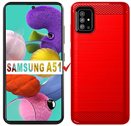 Samsung A51 Case, Galaxy A51 Case, HNHYGETE Soft TPU Slim Pretty Durable and Nice Looking Rubber Anti-Fingerprint Full Protective Phone Cases for Samsung Galaxy A51 4G (Red)