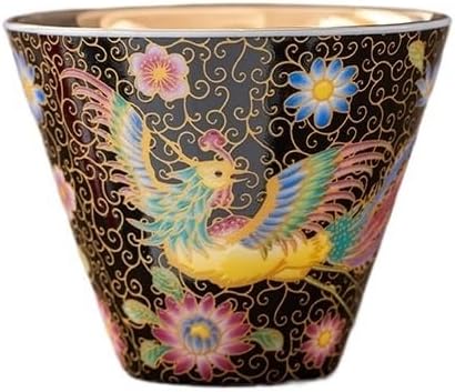 Tea Cup Enameled Master's Gilded Ceramic Bowl Kung Fu Set Single Conical Tasting Personal Soaking Container(C)