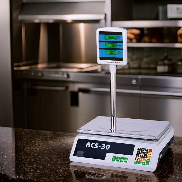 Bilancia da Banco Elettronica Digitale Professionale e Commerciale, Portata max 40 Kg Con Display -Negozio, Casa, Azienda, Supermercati Fiere - Pesapacchi