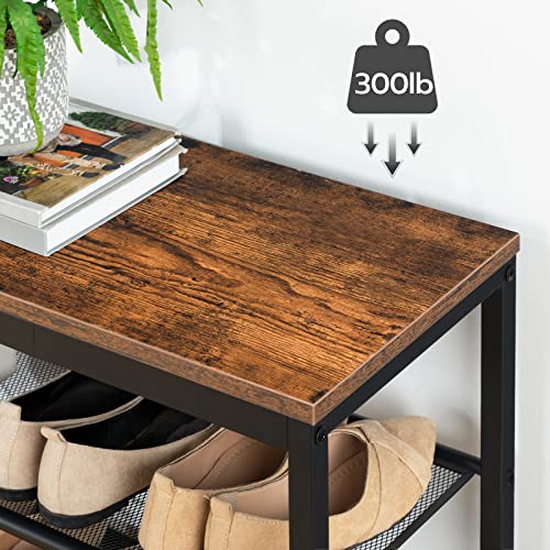 HOOBRO Shoe Bench, 3-Tier Shoe Rack, Industrial Shoe Organizer Storage Bench, 29.5 inches Entry Bench with Mesh Shelves, for Entryway, Living Room, Hallway, Easy Assembly, Rustic Brown BF75HX01 - Image 6