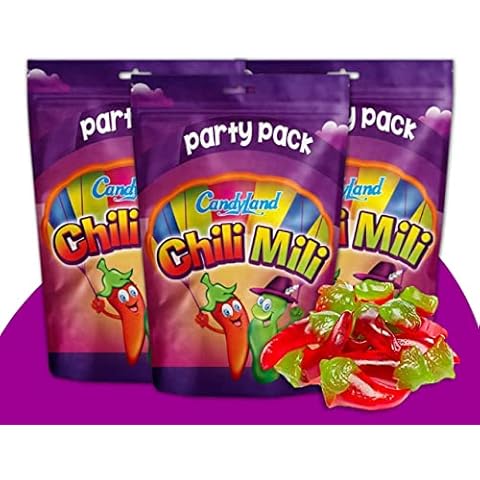 CandyLand Chili Mili Delicious gummy sweets Jellies in tamarind & chili flavor Party Packs sweet chili Pack of 3 chili paper Caliko Cover