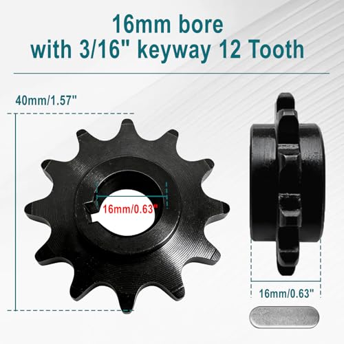 Image of #40 /41 /420 Chain 12 Tooth Sprocket 12T High Speed Chain Sprocket 5 /8 inch Bore | Rsplacement for 20 /30 Series CVT Coleman CT200U BT200X Mini Bike & Go Kart Jackshaft Chain Sprocket Heavy Duty Durable