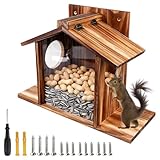 Eichhörnchen Futterhaus aus Holz, Eichhörnchen Futterstation, Eichhörnchen Haus Wetterfest, Eichhörnchenfutterstation Mit 2 Eingänge & Sitzplattformen, Eichhörnchenhaus für Eichhörnchenfutter