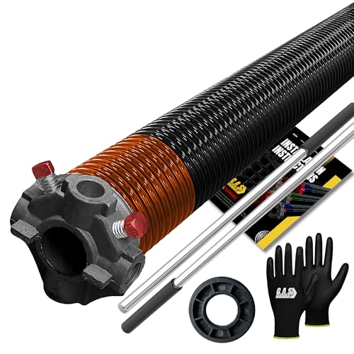 Garage Door Torsion Spring 273x2x36 for Right Side of Garage Door with Winding Bars, 1" Nylon Bushing, and Gloves Heavy Duty Precision E-Coating 5-Year Warranty Minimum 30,000 Cycles (Black Cone)