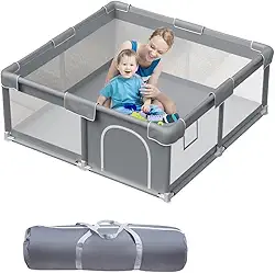 Cercadinho para Bebê 150x180x68cm Dobrável Portátil – Chiqueirinho Infantil com Zíper, Malha Respirável, Estrutura Reforçada e Base Antiderrapante, Ideal para Casa e Viagem, Montagem Rápida