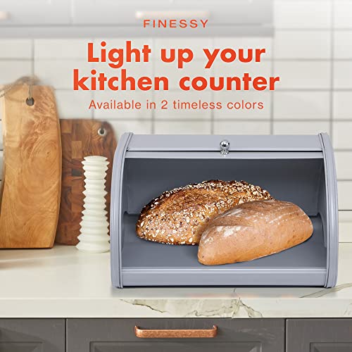 Bread Box For Kitchen Countertop, Bread Container Bread Storage Container, Bread Buddy Bread Bin Corner Bread Box For Kitchen Countertop, Bread Holder Stainless Steel Bread Keeper, Grey Breadbox #TOP4