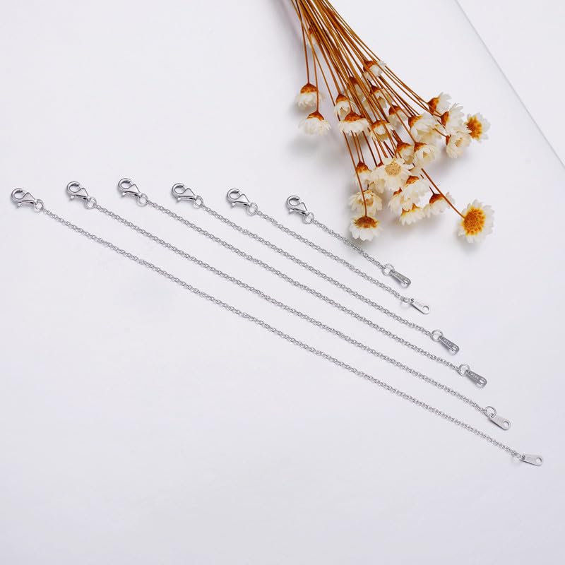 Extensor de cadenas de plata de ley 925 pack de 3 para gargantilla pulsera y tobillera 4