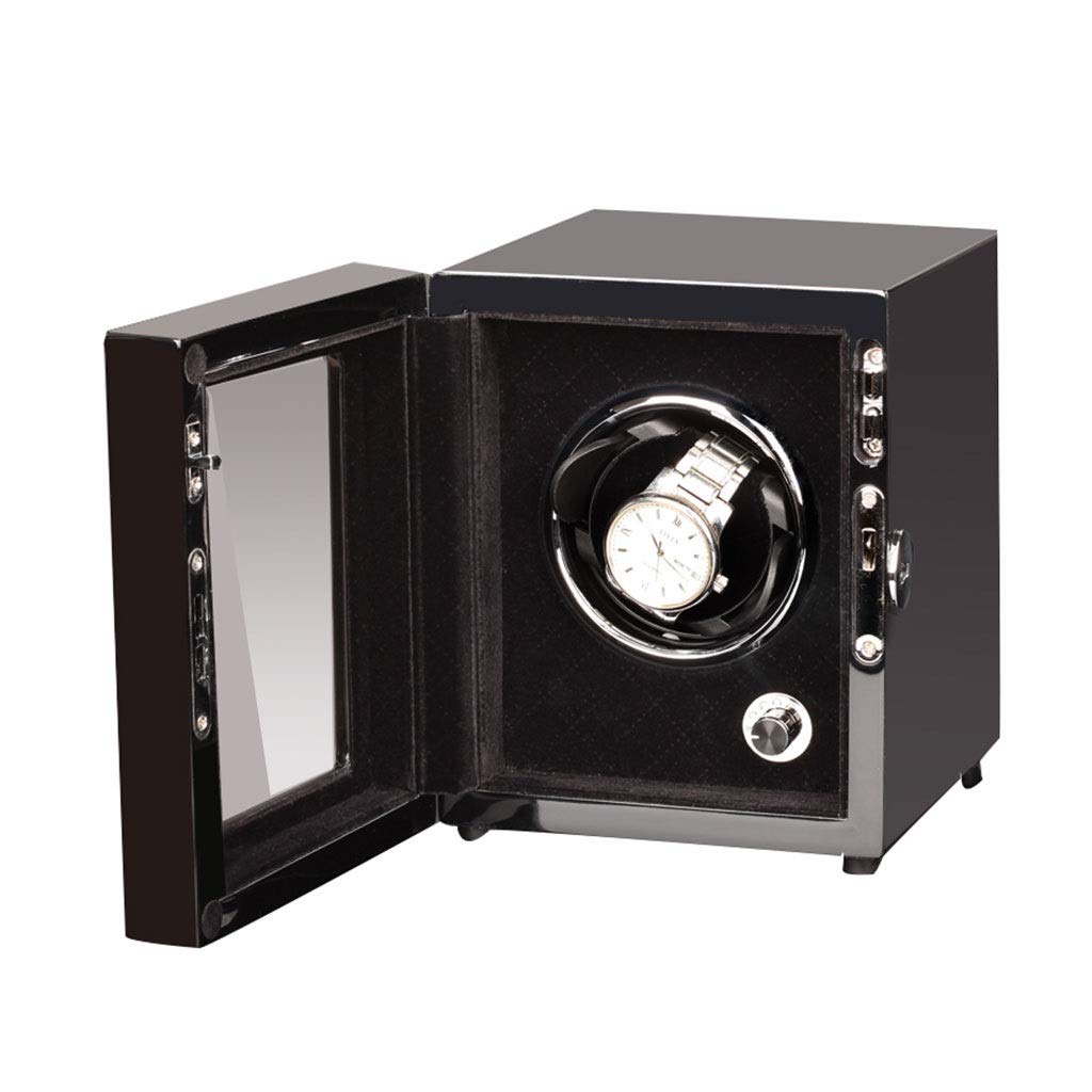 MZP Wooden Piano Paint Single Watch Winder, Quiet Motor Antimagnetic Design 2 Colors Luxury Display Box Storage Display (Color : Black)
