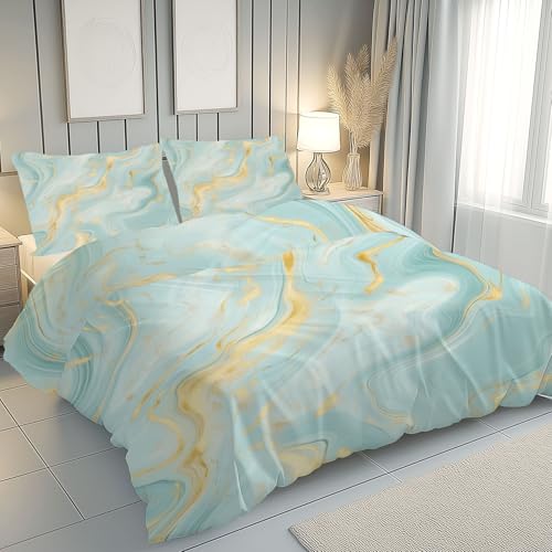 Housse de couette géométrique abstrait 220x240 parure de lit marbre microfibre avec fermeture éclair