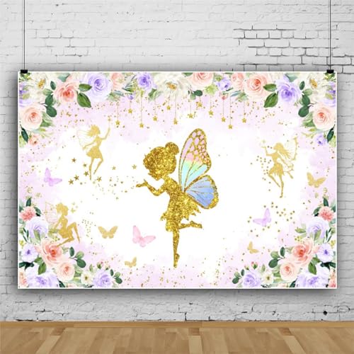 Fondo fotográfico floral rosa y dorado 7x5 ft miniatura 3