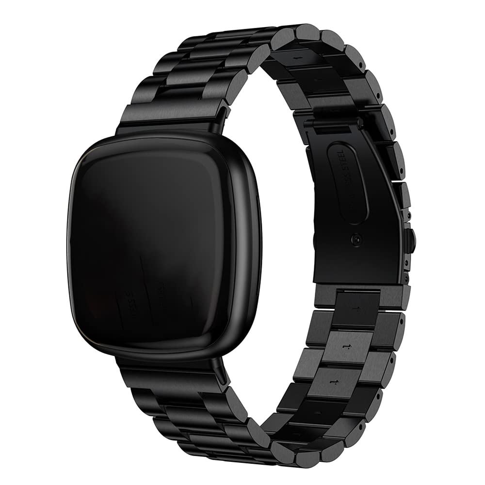 Compatible with Fitbit Versa3/ Sense Bands, Stainless Steel Watchband, Adjustable Bracelet Strap