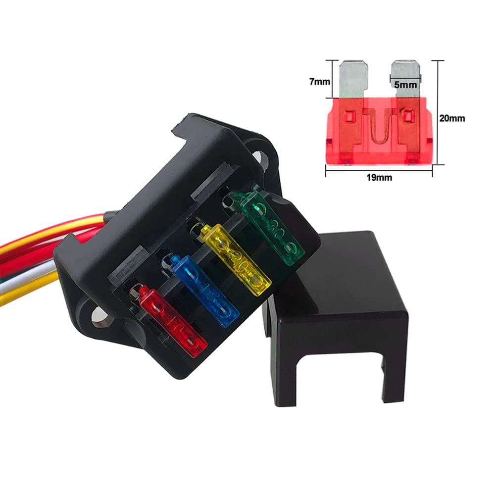 4-weg zekeringhouder 12 V zekeringkast lemmet ATC/ATO met 4 stuks vrije standaard plaatzekeringen 5 A 10 A 15 A voor auto, boot, camper, marine, bestelwagen