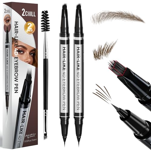 2-Pack Eyebrow Pencils for Women 30 Degree Curved Magic 2 in 1