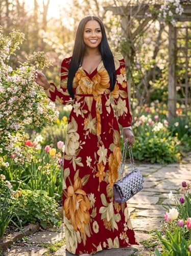 Image of Maxi Dress for Women with Sleeves, Empire Waist Dress