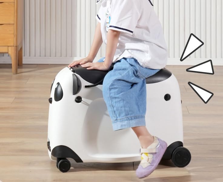 Wandergo Kinderkoffer Panda Reise Koffer Handgepäck für Kinder PP Trolley-Koffer (Schwarz)