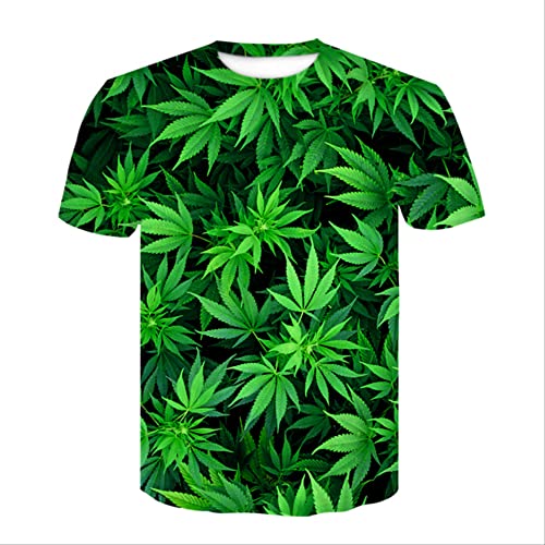 XKYDYF Hommes 3D Imprimé T-Shirts Mauvaises Herbes Naturelles Cool Bright Green Weeds Leaves Entièrement Imprimé 3D T-Shirt Cool Unisexe Chemise T-Shirt Summer Muscle XXL Cover