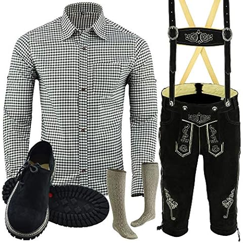 speed4allkinds Herren Trachten Lederhose 46-62 Trachten Set 5 Teilig Bayerische Trachtenlederhose,Hemd,Schuhe,Socken Neu (Hose 52 Hemd L Schuhe Socken per Mail) Cover