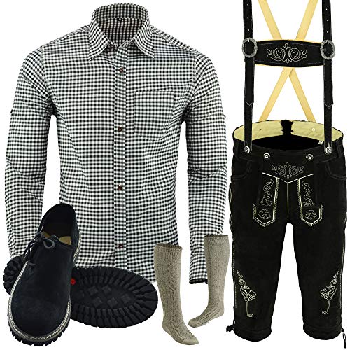 speed4allkinds Herren Trachten Lederhose 46-62 Trachten Set 5 Teilig Bayerische Trachtenlederhose,Hemd,Schuhe,Socken Neu (Hose 50 Hemd L Schuhe Socken per Mail) Cover