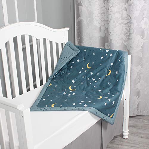Belsden Ultra Soft Moon Star Baby Comforter, Cozy Breathable Lightweight Crib Quilt For Boys Girls, 34" X 44" Nursery Bedding Baby Toddler Quilted Blanket, Moon Star Gray Blue #TOP4
