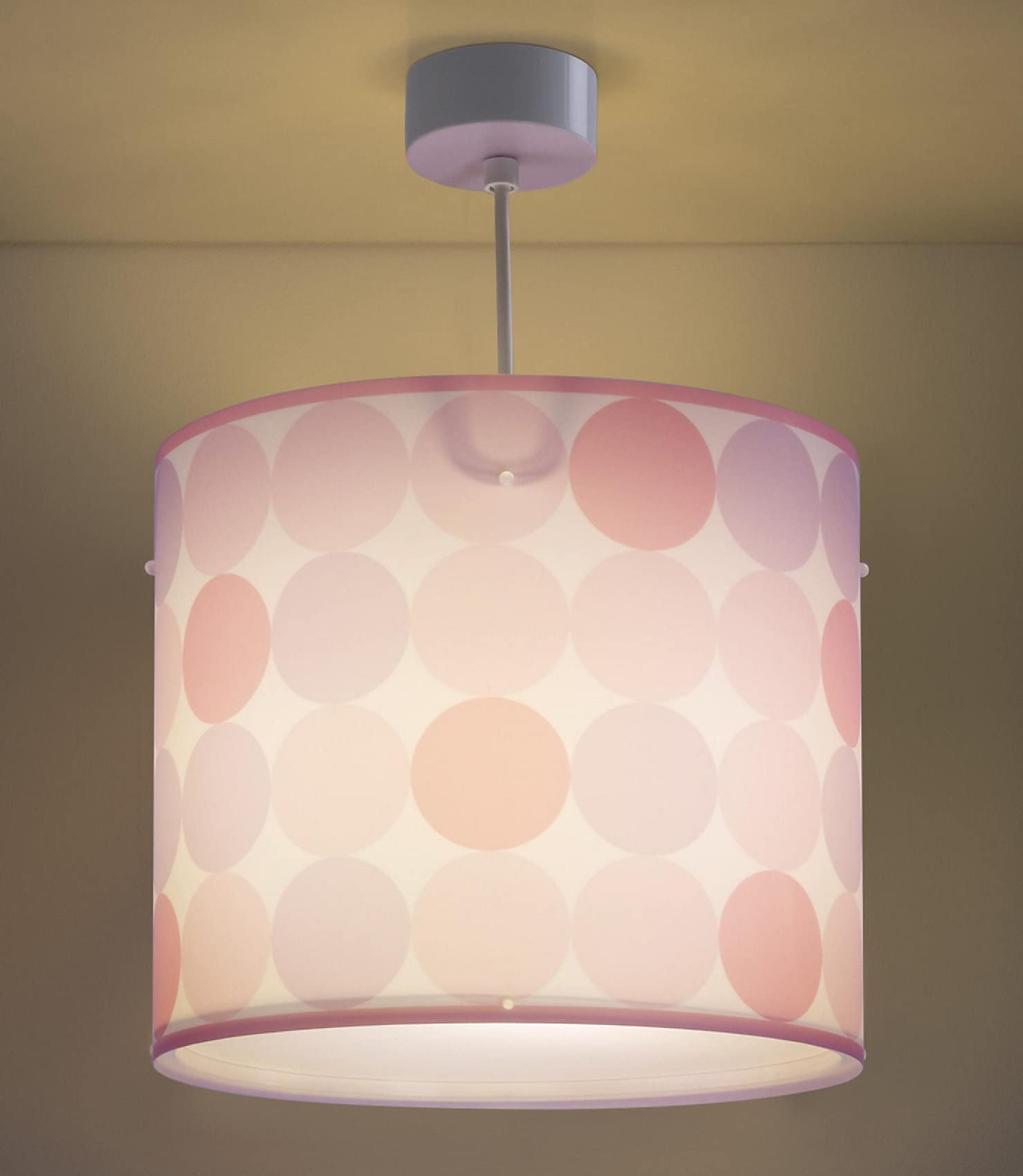 Dalber - Lampada da soffitto, a sospensione rotonda, colore: rosa, led, plastica