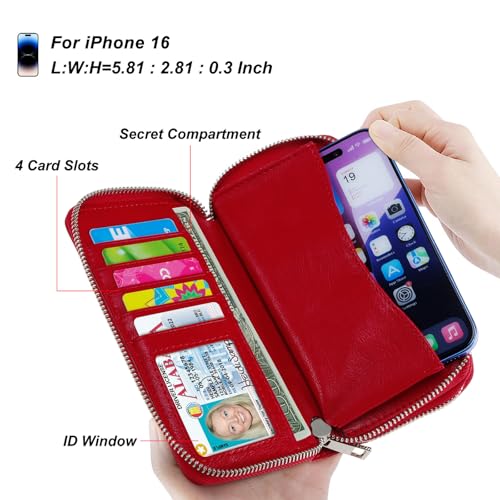 Image of Cellphone Wallet for Women Dual Zipper Long Purse with Removable Wristlet