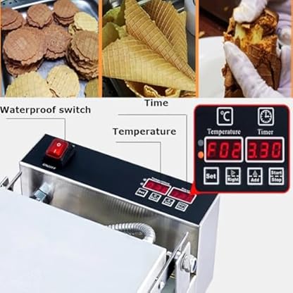 Waffeleisen für Eistüten, Edelstahl Antihaft-Doppelseitige Heizung Backform für Restaurants und Desserts – Bild 4