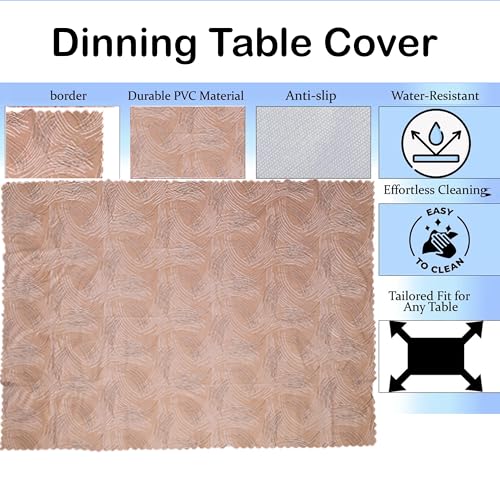 Image of Dakshya Industries PVC Waterproof Dining Table Cover 54x78 Inch for 6 Seater | Floral Printed Washable Oilproof Dustproof Table Cloth for Home Kitchen Dining Table (Imperial Bloom)