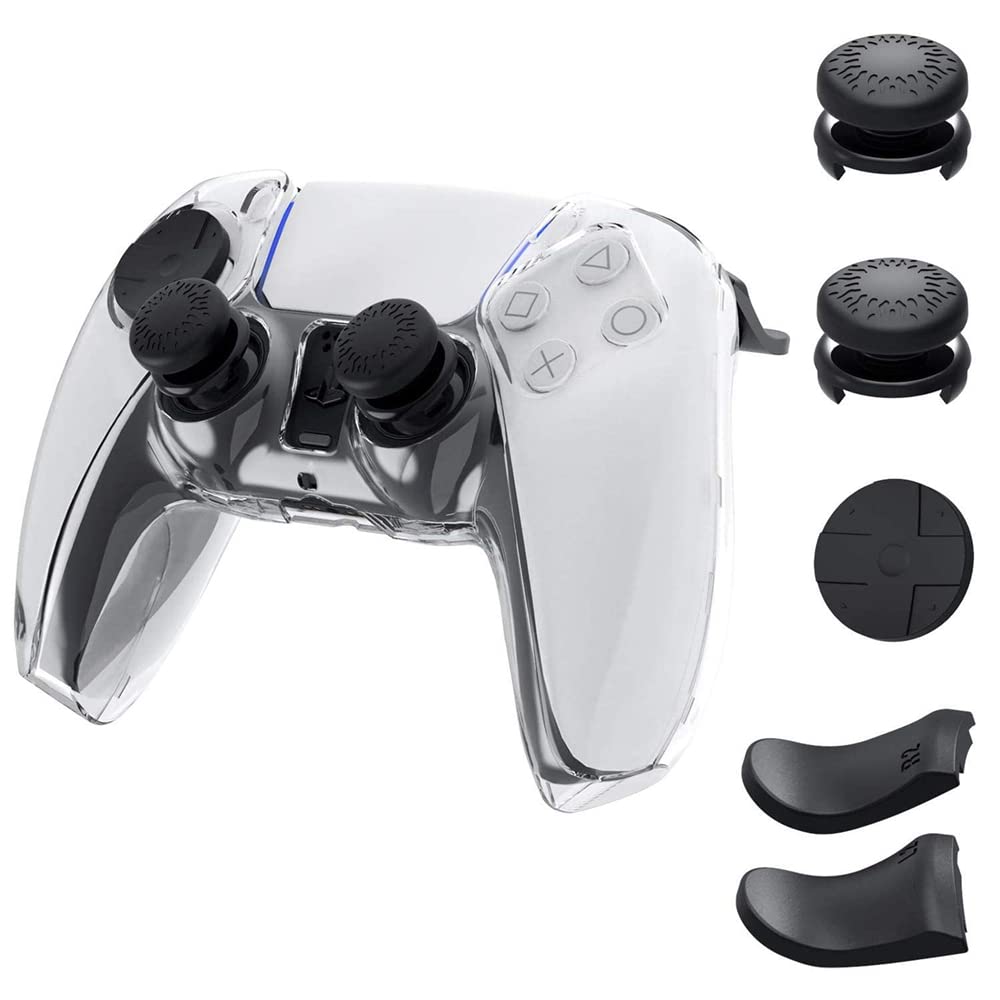 SKEIDO Compatible with PS5 Controller 5 in 1 Buttons Set Cross Key Button Joystick Cap R2 L2 Extended Trigger Button For Playstation 5 Extender