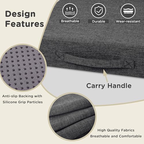 Image of AddGrace Recliner Cushions for Elderly Thick Seat Cushion 20 inchx20 inchx4 inch Chair Pads with Non Slip Backing and Washable Cover for Couch Armchair Chairs Dark Grey