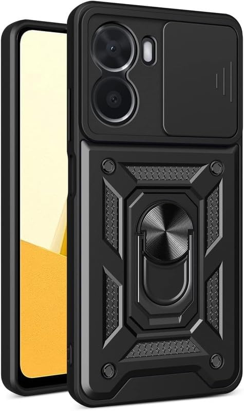 Image of AIBEX Back Cover for Vivo T2x 5G / Vivo Y56 5G / Vivo Y16 4G | D10 Tough Armor Case | Sliding Camera Shield | 360 Protection | Kickstand Ring Holder | Military-Grade Shockproof Bumper Case