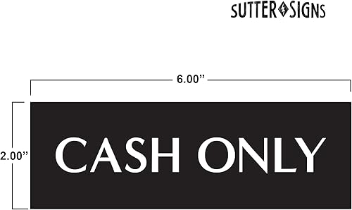 Miniatura 2 de Paquete de 3 calcomanías de solo efectivo, letrero de solo efectivo para negocios, calcomanías adhesivas de vinilo resistentes a la intemperie