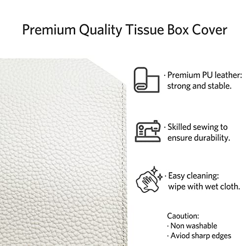 Tissue Box Cover, Langsum Modern Square Tissue Box Organizer, Decorative Pu Leather Facial Paper Holder For Bathroom Vanity Countertop, Night Stand, Bedroom Dresser, Office Desk, Car (White) #TOP1