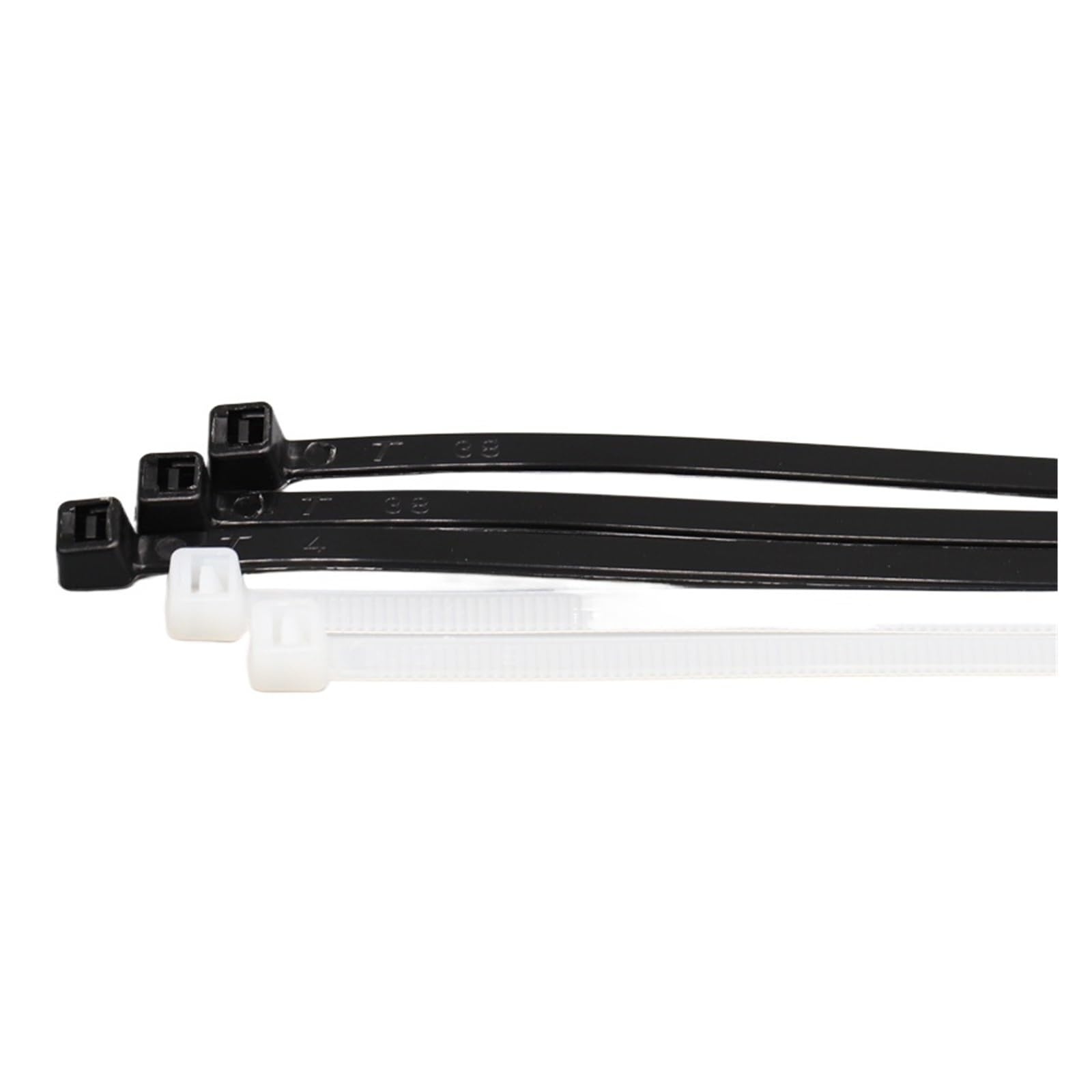Fascette con cerniera, 5 fascette da 300/350/380/400/430/450/500 mm, larghezza 4,8 mm, colore bianco e nero, in nylon autobloccante, fascette stringicavo lunghe (4,8), 5 x 430 mm, 150 pezzi neri