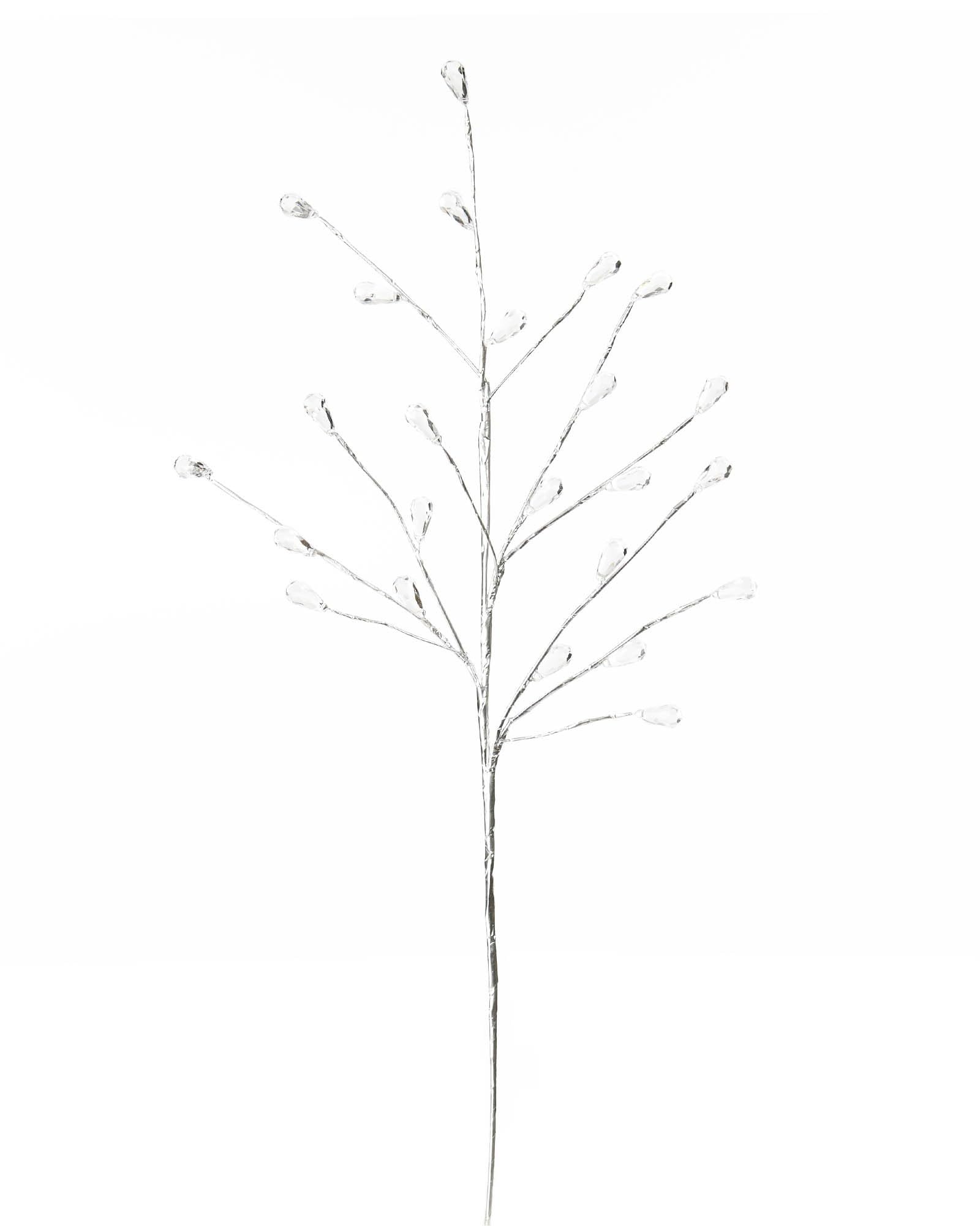 Werchristmas Silver Crystal Teardrop Christmas Spray – 66 Cm Decorative Stem For Christmas Tree & Wreath