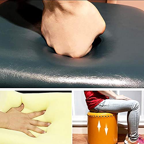 Pouf en bois massif et cuir rembourré petit banc de salon