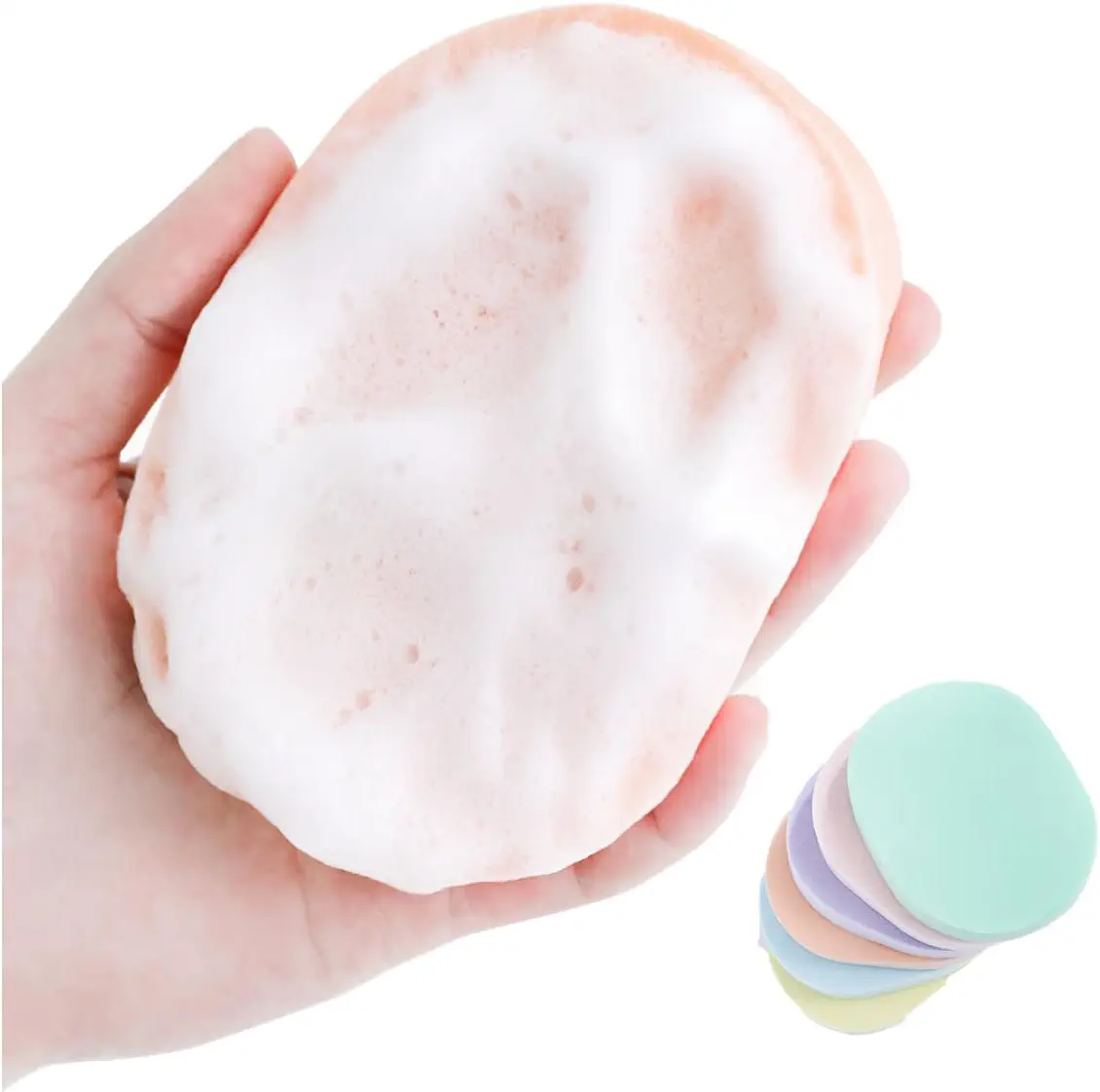 6Pcs Facial Cleansing Sponge Wood Pulp Sponge Makeup Removal Sponge for Spa Exfoliating Sponge (Pearl Cellulose)