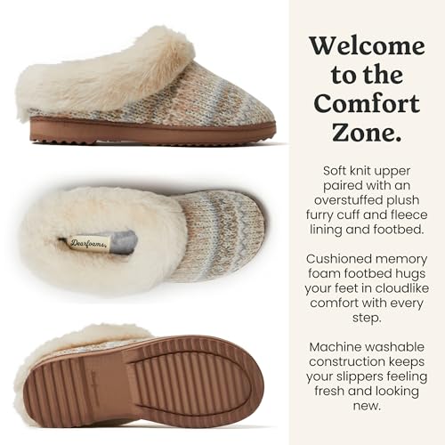 Image of Dearfoams Women's Memory Foam Cozy Soft House Slippers Gifts for Women Hannah Knit Clog House Shoes