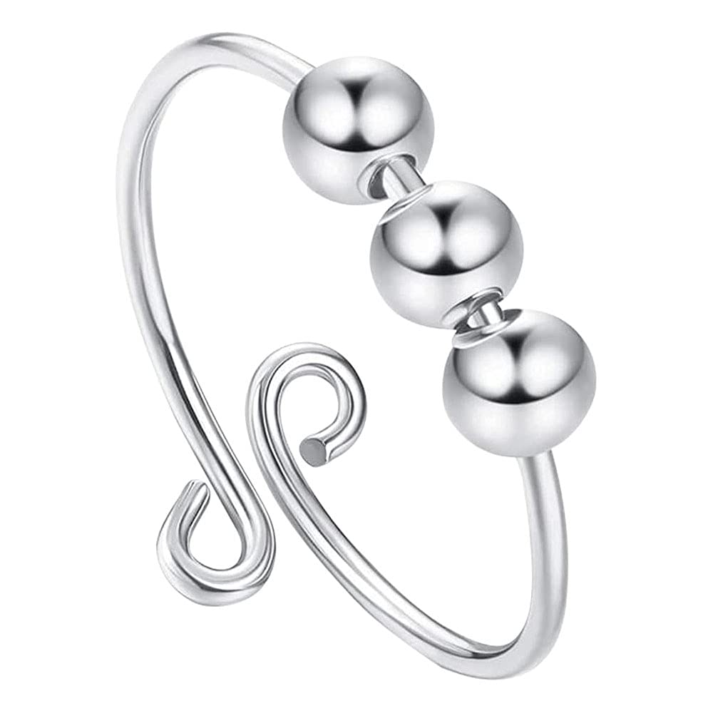 Srcasy Anillo de Ansiedad con Cuentas, Anillos de Ansiedad, Anillo Giratorio para la Ansiedad, Anillos de Ansiedad Ajustables, Anillos de Ansiedad para Mujeres 2 51qEFr9rnQL