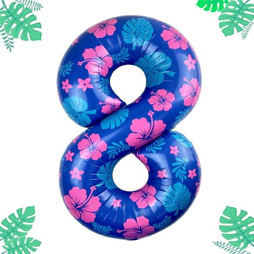 40 Inch Pastel Blue and Pink Number 8 Foil Metallic...