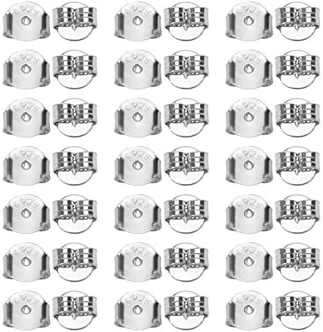 TOAOB 30pcs Earring Backs 925 Sterling Silver Butterfly Style Safety Scrolls Earrings Stoppers 5x5.5mm Large Size with Storage Box