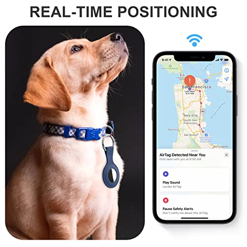 【2 STÜCK】 Wanme Hülle für Apple AirTag Anhänger mit Schlüsselanhänger, AirTags Silikon Tragbar Keyring Abdeckung, Schutzhülle für Apple AirTag Case Tracker (Schwarz+Marineblau)