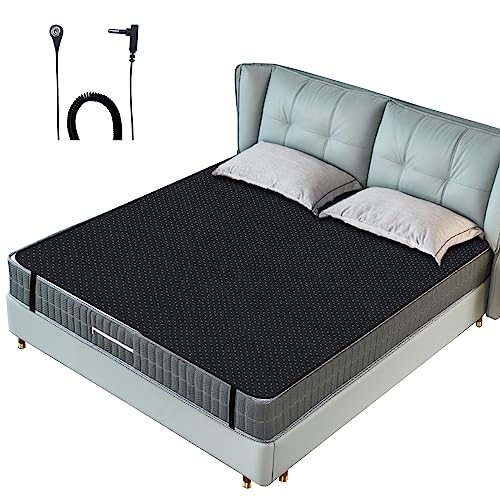 Grounding Mat for Bed Grounding Mattress Cover for Improving Sleep Sleep Pad Earth Mat Carbon Leatherette Therapy (54 x 78)
