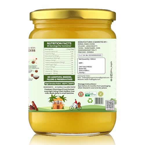 Image of The Bagdi's Organic A2 Hallikar Cow Ghee | Bilona Method | 100% Natural, Handmade (500ml)