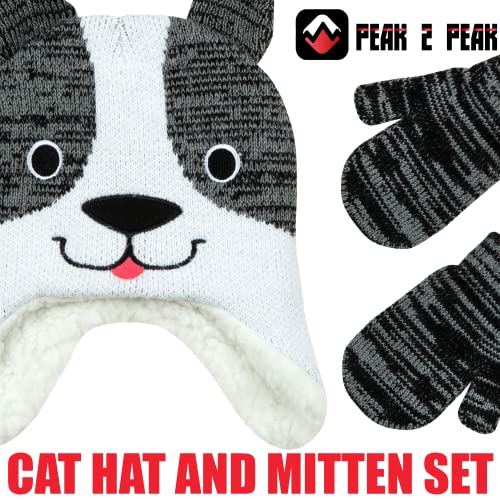 PEAK 2 PEAK Infant & Toddler Critter Winter Hat & Mitten Set – Soft Knit Animal Beanies for Ages 1–42
