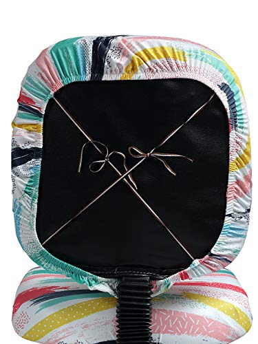 Image of Cortina Corporate Office Chair Covers | Removable Chair Protector | Executive Rotating Chair Seat Case | Stretch Elastic Polyester Spandex Fabric | Abstract Print - Multi Colour | Chair Cover Set Of 1