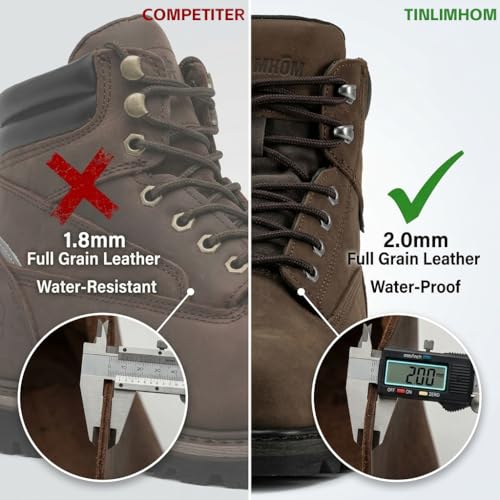TINLIMHOM Comfort Work Boots for Men Soft Toe Boots Waterproof Slip-Resistant Shoes with High Arch Support & Cushion PU Insole for Warehouse, Factory Workers (DK Brown, Adult, Men, 13, Numeric, US Footwear Size System, Medium) - image 3